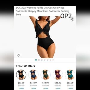 WHITE NOT BLACK Sociala Ruffle Cut Out One Piece Swimsuit, Monokini